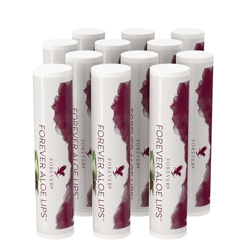 Forever Aloe Lips High-Quality Lip Balm Stick with Aloe Vera Jojoba Oil and Beeswax for Dry and Cracked Lips Dermatest Certified Gluten Free (12 x 4.25 g) - 100% Effective