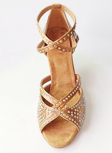 Womens Girls Heels for Dancing Rhinestones Latin Salsa Ballroom Shoes Wedding Prom Sandals X016Z4