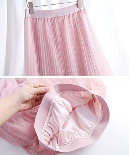 ebossy Women's Ombre Gradient Color Wedding Party Pleated Swing A-Line Tutu Tulle Midi Skirt4