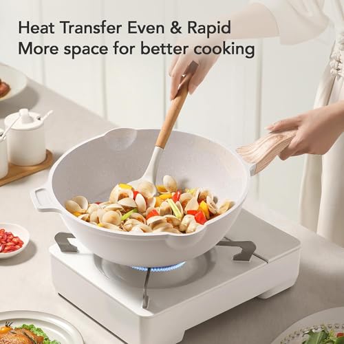 RIOVARM Induzione Set di pentole e padelle, Antiaderente In granito Set di pentole con coperchi, Senza PFOA utensili da cucina, Padella, Casseruole, Teglia da forno, teglia per arrosti - immagine 6