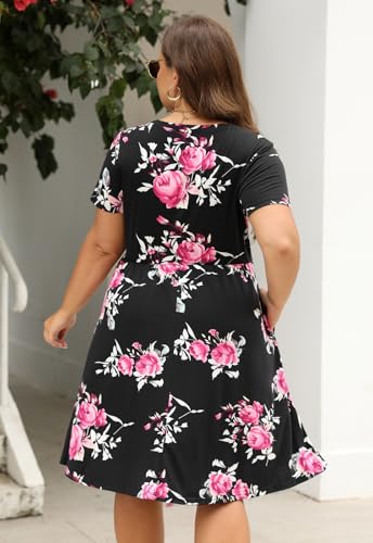 Image of Nemidor Women Plus Size Casual Dress Midi Flt Flare Pocket