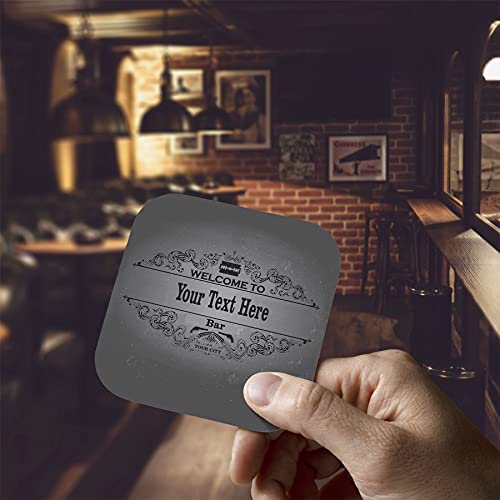 Personalised Beer Mats Pack Of 96 - Multi Bulk Buy Absorbent Recyclable Cardboard Drink Mat Coasters 3.74 X 3.74 X 0.04 Inch Square - Accessories For Home Bars Pubs - Co-Card-Di052-96 - Add Your Text #TOP5