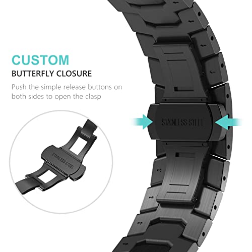 WINGLE 49mm 46mm 45mm 44mm 42mm(series 3 2 1) for Apple Watch Straps,Men Stainless Steel Strap Metal Replacement Band for iWatch Ultra 2/Ultra,Series 10/9/8/7/6/5/4/3/2/1/SE - Image 4
