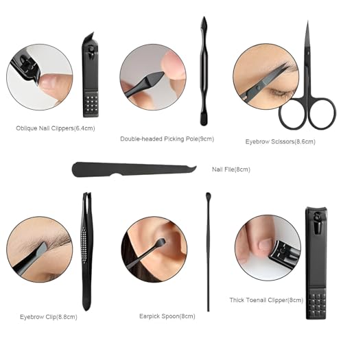 Image of Manicure Set Nail Clipper Kit - Stainless Steel Nail & Pedicure Tools for Men & Women | Professional Grooming Kit for Hand, Foot, Skin & Facial Care in Travel (12 in 1)