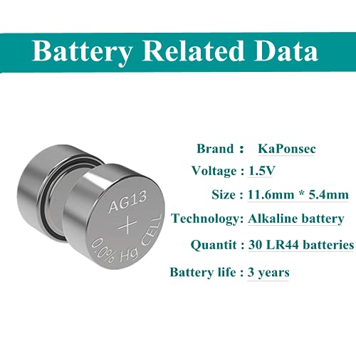 30 Pilas LR44 AG13 A76 1.5V Botón Paquete 30 Unidades miniatura 5