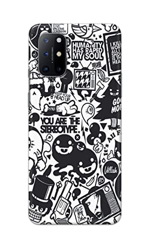 Image of Printed Hard Back Cover Case for OnePlus 8T | OnePlus 8T+ 5G Back Cover (Mixed Cartoon) -702
