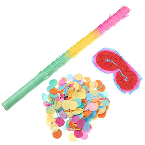 Kisangel 1 Juego accesorios piñata suministros para la fiesta palos Papel picado Decoraciones de cumpleaños palo de piñata de papel Decoraciones de fiesta favores de fiesta Vistoso