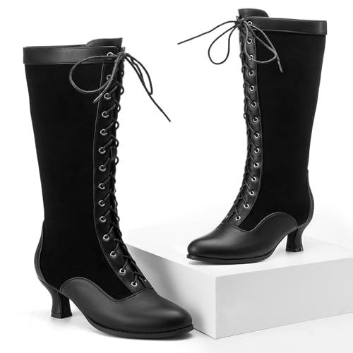 Image of NueiVeiuo Women Vintage 70s Victorian Boots Knee High