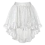 Grebrafan Steampunk Midi Skirt for Women Tulle Multi Layered High Low Outfits Party (US(4-6) S, White)
