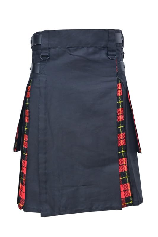 Scottish Kilts for Men - Hybrid Men's Kilt with Black Cotton and Acrylic Wool Tartan Pleats, Sizes 30-70 Including Plus Sizes4