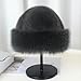 Women's Faux Fur Fashion Hat for Winter, Russian Style Warm Cap Hat Faux Fur Headband Solid Color Winter Warm Hats Dark Gray