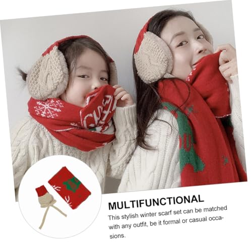 Juego de bufanda y orejeras navideñas para paseos invernales y actividades al aire libre 3