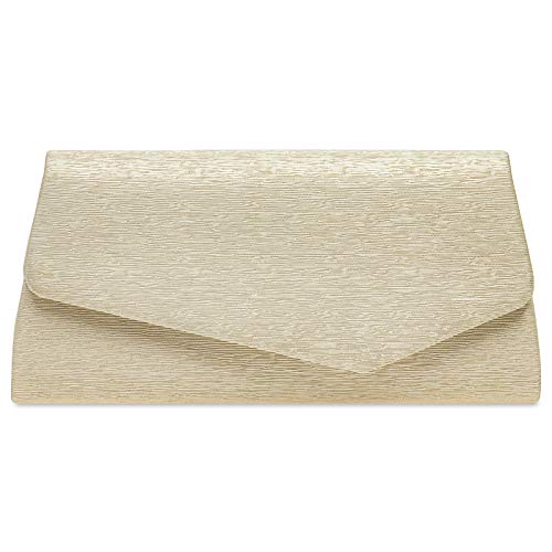 Caspar TA527 Damen elegante Glanz Clutch Tasche Abendtasche, Farbe:champagner, Größe:Einheitsgröße