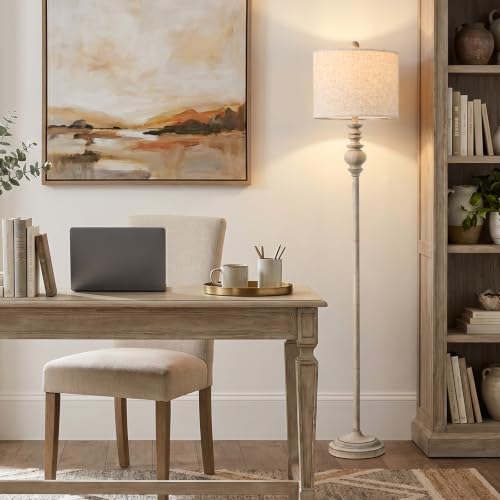 Image of BOBOMOMO 64.25 inch Farmhouse Floor Lamp for Living Room, Tall Antique Gray Standing Lamp with Rotary Switch, Vintage Reading Lamp for Bedroom & Nursery, Rustic Home Decor Corner Lamp