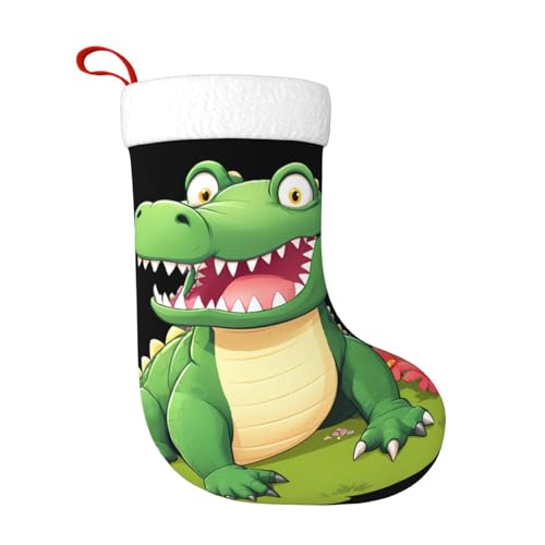 YYHWHJDE Chaussette de Noël imprimée gros crocodile dans le jardin, accessoire festif, léger, confortable, excellente sensation
