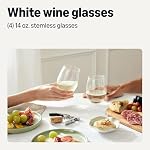 Amazon Basics Stemless White Wine Glasses, 414 ml, Dishwasher-Safe, 4-Piece Set