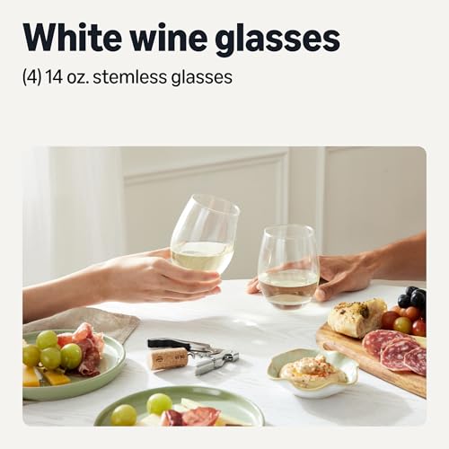 Classic Stemless White Wine Glasses, Set of 4, 14 Oz #TOP11