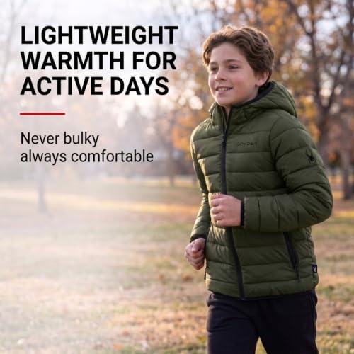 Image of Spyder Boys Puffer Jacket - Packable Lightweight Hooded Winter Coat