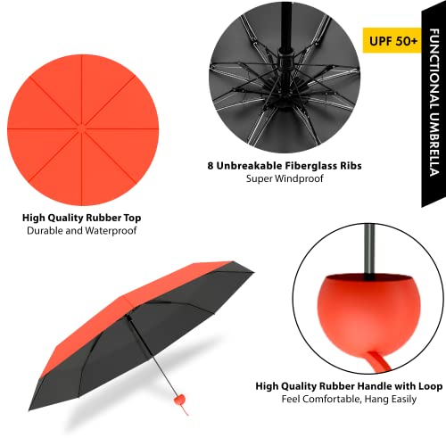 Xiuying Feng Mini Travel Umbrella, Small Compact Portable Umbrella For Sun And Rain, Windproof Parasol With 99% Uv Protection For Women And Men #TOP2
