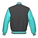 Lishow Fashion Varsity jacket Baseball Letterman Bomber School Collage Premium Wool & Tiffany Genuine leather sleeves (Dark grey, 2XL)