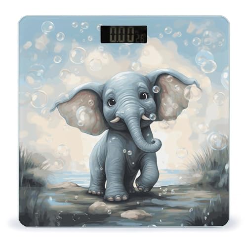 Báscula digital para baño con diseño elefante, 400 lb miniatura 1