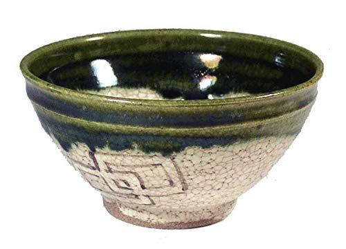 織部焼の小鉢、ダイエット用ご飯茶わん、汁や惣菜、ぜんざいやみつまめなどの茶わん。青織部ます形紋茶碗。