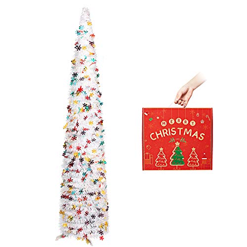 N&T NIETING Árbol de Navidad plegable de 1,52 m con copo de...