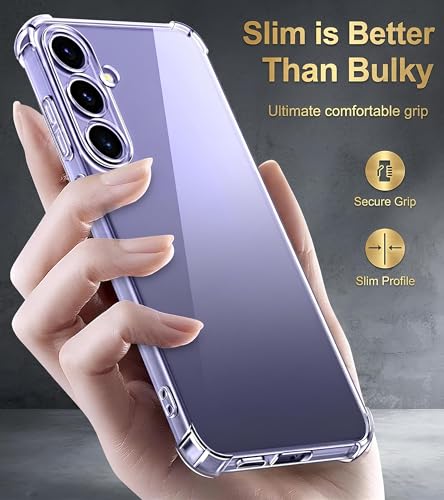 Image of Fashionury 3D Raised Transparent Crystal Clear Back Cover for Sumsung S24 | Shockproof Design | Anti-Slip Grip | Camera Protection | 360 Degree Protection Mobile Case