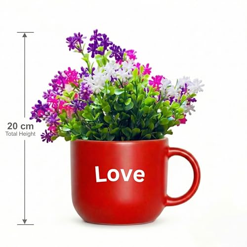 Image of Dekorly Wall Hanging Mug Planters with Artificial Flowers (20CM) - Decorative Hanging Cups, Colorful Floral Wall Decor for Living Room Bedroom Balcony Office Gift Set (3, Love Laughter Joy)
