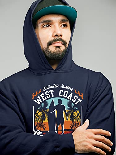 Pull à capuche bleu marine OM3® Cali Surfing finition vintage - 2