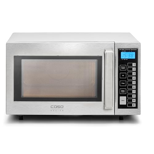 CASO CM1000 Ceramic Electronic, Gewerbemikrowelle, für Gastronomie, Mikrowelle 1000 Watt stark, 25 Liter Garraum, 6 Leistungsstufen, Casotek Boden, Timer bis 60 Min