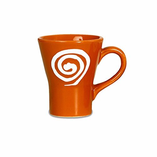 Tasse de thé en céramique Risecollection artisanale orange au design doodle