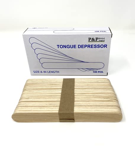 Tongue Depressors Non Sterile Non Splinter Chemical Free Wooden 6 inch High Grade Natural Birch Box of 100
