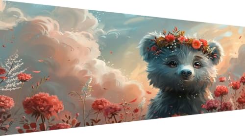 Ours Diamond Painting 40x80cm - Kit Complet Fleurs Broderie Diamant Débutant