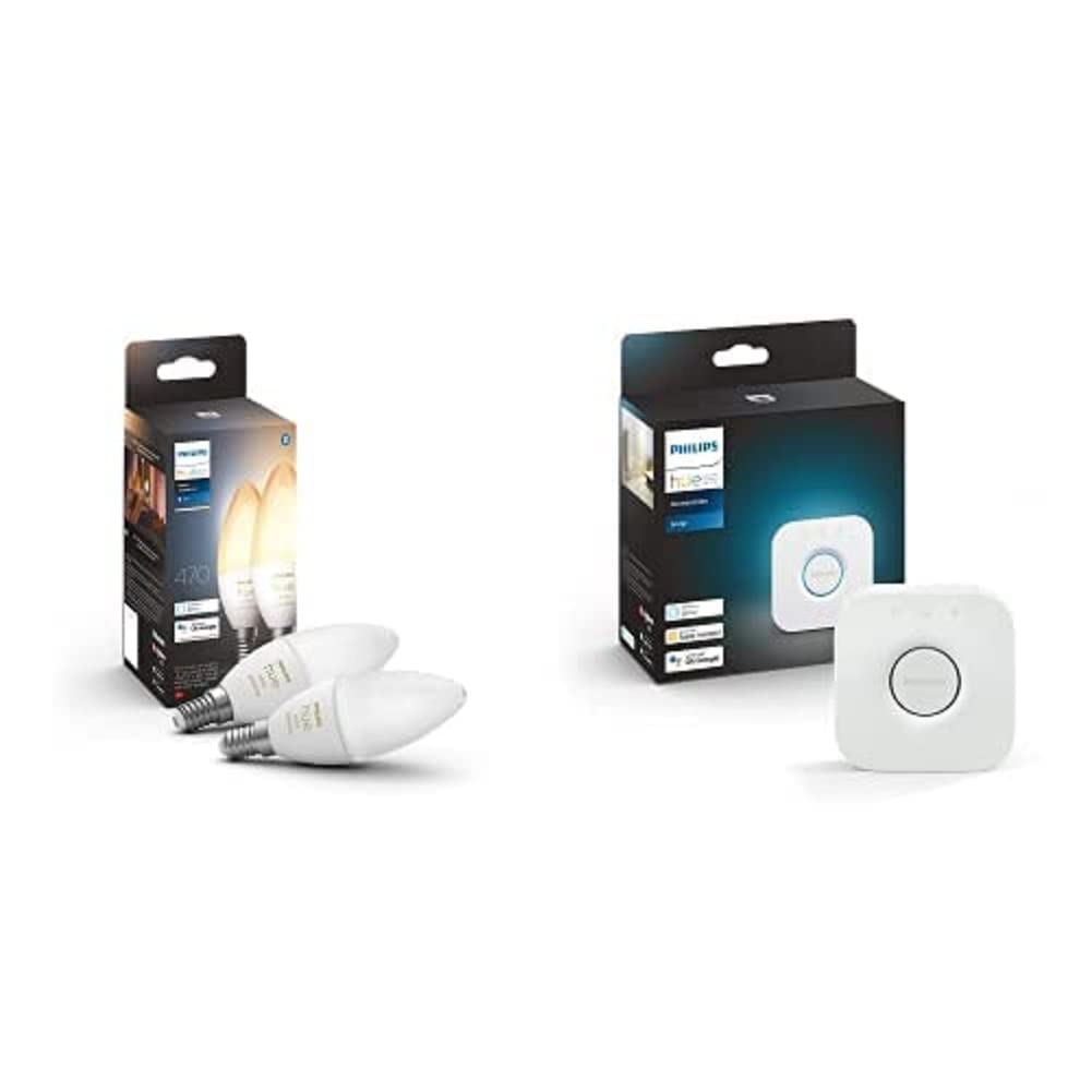 Philips Hue White Ambiance E14 LED Lampe Doppelpack, dimmbar, alle Weißschattierungen, kompatibel mit Amazon Alexa (Echo, Echo Dot) + Bridge, zentrales, intelligentes Steuerelement des Hue Systems