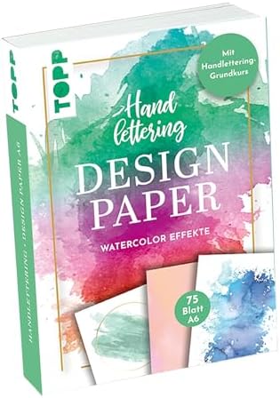 Handlettering Design Paper Block Watercolor-Effekte A6: 75 Feste ...