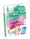 Handlettering Design Paper Block Watercolor-Effekte A6: 75 Feste Motivpapiere (DIN A6, 220 g/m²) mit 25 verschiedenen Watercolor-Hintergründen zum Belettern mit Handlettering-Grundkurs
