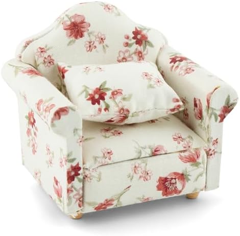 AUEAR, 1:12 Mini Wooden Sofa Arm Chair Furniture for Living Room