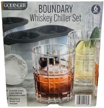 Godinger Juego de 4 vasos de whisky con 2 moldes de bolas de hielo de whisky refrigerado