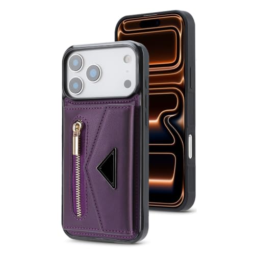 Coque iPhone 17 Pro Max violette portefeuille magnétique antichoc