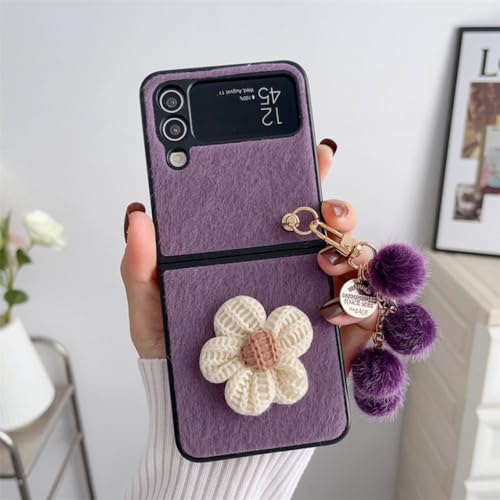 Coque peluche tournesol pour Samsung Z Flip 5 douce au toucher en hiver
