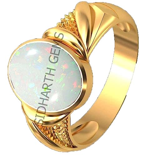 Bague opale blanche australienne naturelle 14 carats bague Panchdhatu - 3
