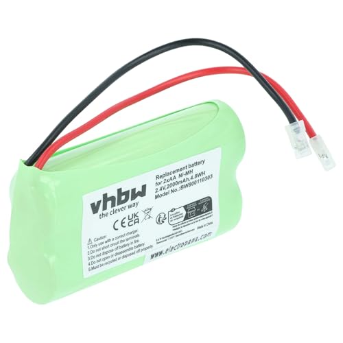 vhbw Batteria pacco di 2x AA Mignon per diversi dispositivi (2000mAh, 2,4V, NiMH)