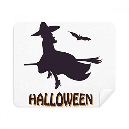 Chiffon nettoyant en daim Halloween batte de sorcière pour écran de téléphone et lunettes x2