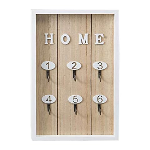 Vosarea - Caja de Madera para Llaves de Pared con 6 Ganchos Cover