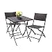 HL Patio Resin Rattan Steel Folding Bistro Set, Parma Style, All Weather Resistant Resin Wicker, 5 PCS/3PCS Set of Foldable Table and Chairs, Color Espresso Brown, 3-Year Warranty, No Assembly Needed