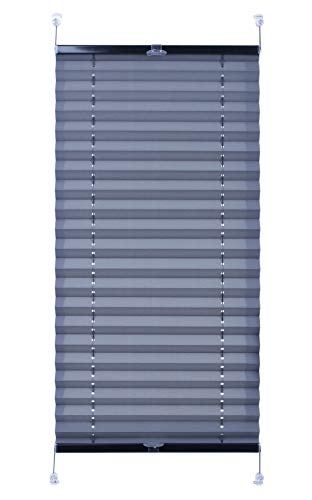 Domdeco Store plissé thermique Anthracite 50 x 120 cm avec profils en aluminium noir, fixation Klemm-Fix sans perçage Cover