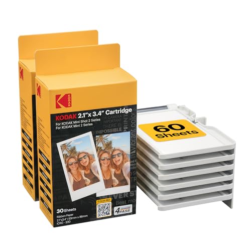KODAK 4PASS Film Cartridge 2.1" x 3.4" (60 Sheets) for Kodak Mini 2 Retro and Mini Shot 2 Retro