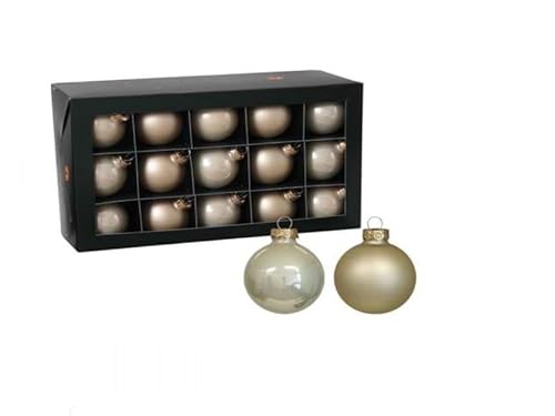 30 STK Weihnachtskugeln Champagner Opal 57mm groß Glas beige Gold Creme Christbaumkugeln o2711 Weihnachtsdeko Christbaumschmuck Kugeln Glaskugeln 5,7cm EDEL
