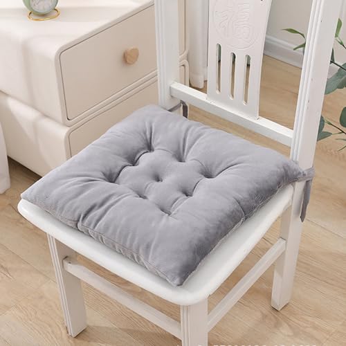XXIUDEE Chair Cushions with Ties, Kitchen Chair Pads, Slip Resistant Seat Pads for Dining Chair, Office Chair Cushion, Square Indoor Seat Pads for Living Room Car (35x35x3cm,Grey)